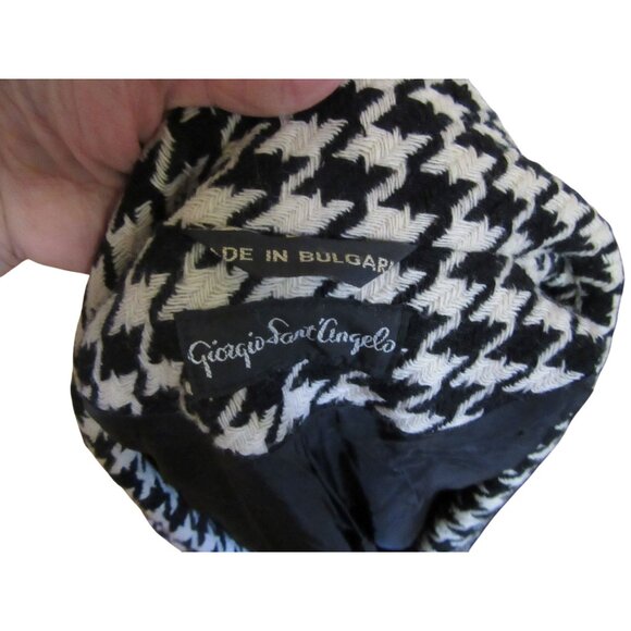 Vintage Giorgio Saint Angelo Houndstooth Black & White Wool Blazer Jacket Sz 8 M - Picture 7 of 8